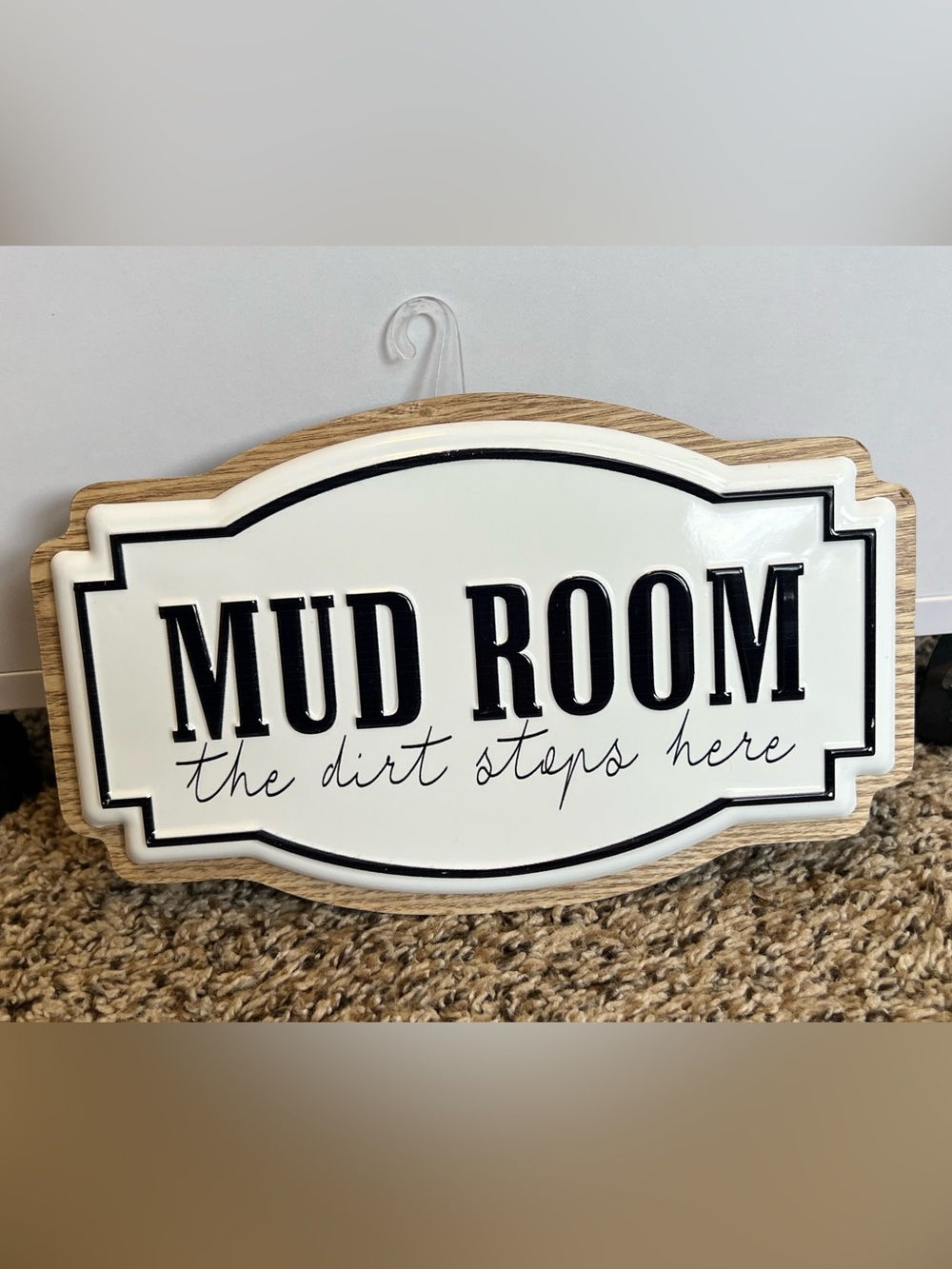 Source Unknown Mud Room Sign - White and Black